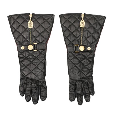 Lot 135 - Chanel Black Cambon Biker Gloves