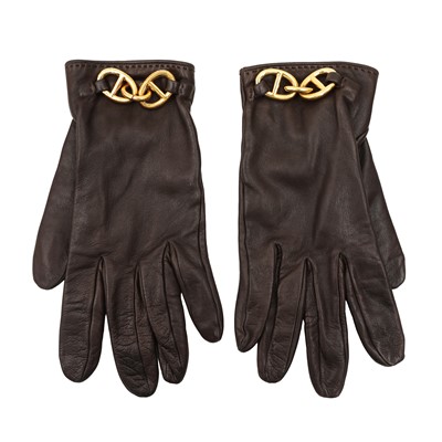 Lot 108 - Hermès Dark Brown Chaine D'Ancre Gloves - Size 8