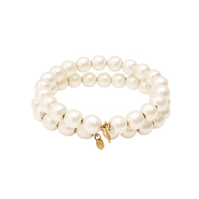 Lot 225 - Chanel Ivory Pearl Two Bangles
