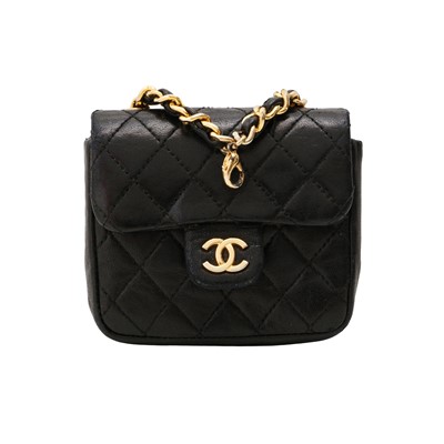 Lot 142 - Chanel Black Toy Micro Flap Bag Charm