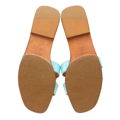 Lot 61 - Hermès Sky Blue Box Oran Sandal - Size 39.5