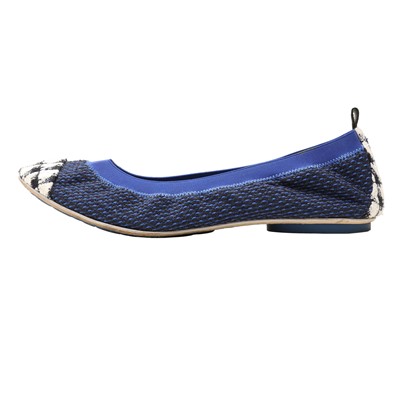 Lot 65 - Chanel Blue Tweed Stretch Ballet Flat - Size 39.5