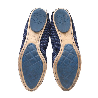 Lot 65 - Chanel Blue Tweed Stretch Ballet Flat - Size 39.5