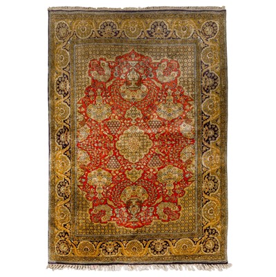 Lot 41 - A very fine silk Qum rug, central Persia