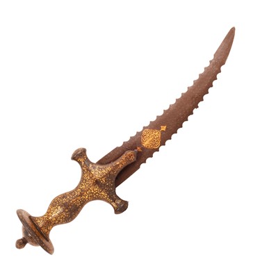 Lot 254 - An Indian Gold-Inlaid Steel Dagger (Khanjar)
