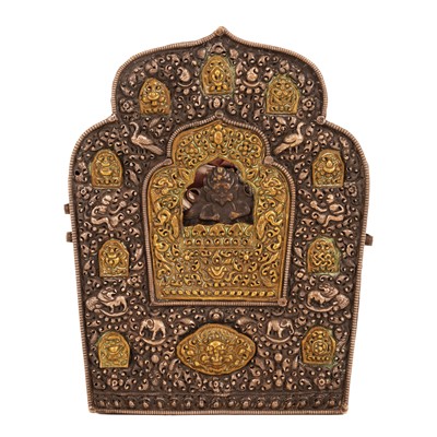 Lot 267 - A Tibetan repousse portable shrine (Ghau)