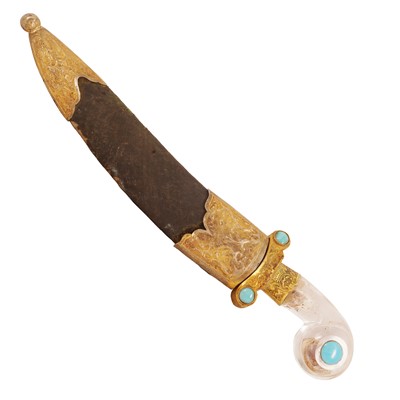Lot 253 - A Mughal Rock Crystal and Turquoise-Mounted Khanjar