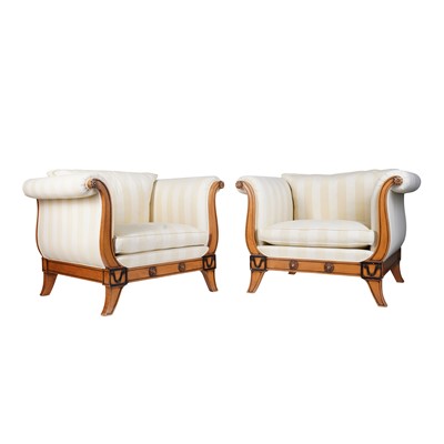 Lot 155 - A pair of Fratelli Boffi Biedermeier revival armchairs