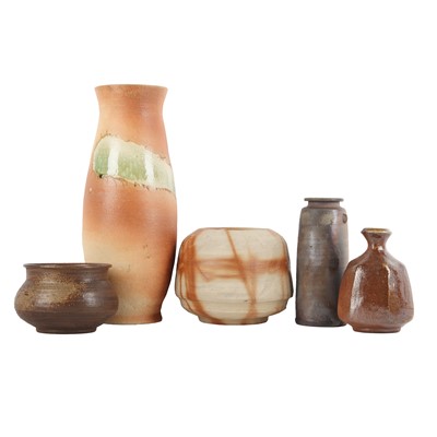 Lot 42 - A group of five Japanese stoneware vases, 20th/21st century