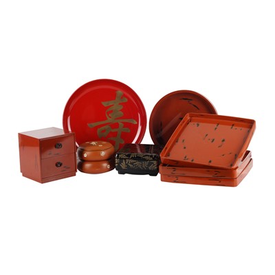 Lot 124 - A large group of Japanese lacquerwares, 20th/21st century