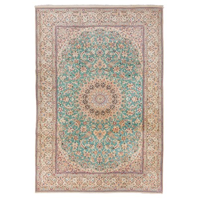 Lot 72 - A fine part silk Nain carpet, central Persia