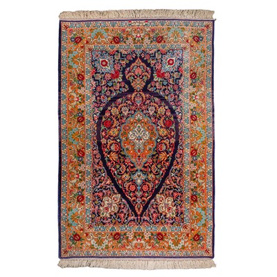 Lot 57 - An extremely fine part silk signed Isfahan rug, central Persia