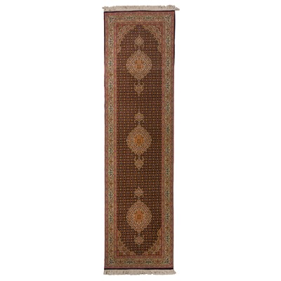 Lot 9 - A fine part silk Tabriz runner, north-west Persia
