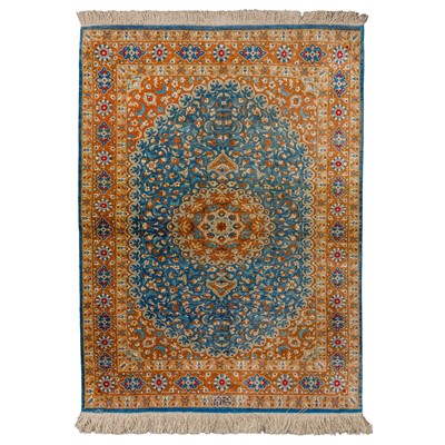 Lot 101 - An extremely fine, signed silk Qum rug, central Persia