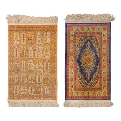 Lot 85 - A lot of two very fine silk Hereke rugs, Turkey
