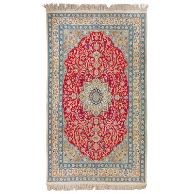 Lot 18 - A fine part silk Nain rug, central Persia