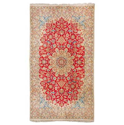 Lot 46 - A fine part silk Nain rug, central Persia