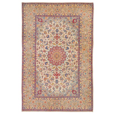 Lot 53 - An extremely fine part silk Isfahan rug, central Persia