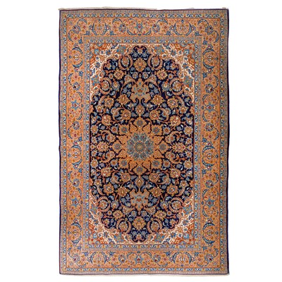 Lot 93 - An extremely fine part silk Isfahan rug, central Persia
