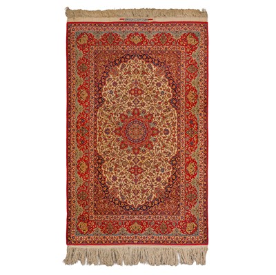 Lot 114 - An extremely fine, part silk signed Seirafian Isfahan rug, central Persia