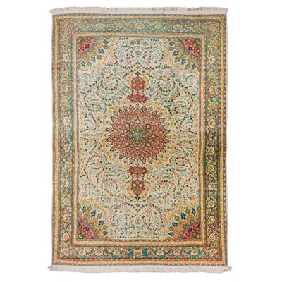 Lot 104 - A very fine part silk Tabriz carpet, north-west Persia