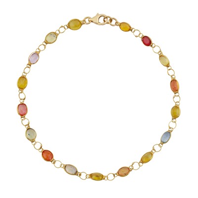 Lot 141 - A multi-coloured sapphire bracelet