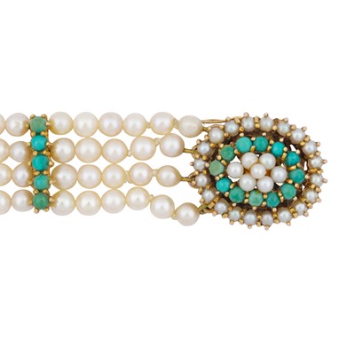 Lot 18 - A pearl and turquoise bracelet
