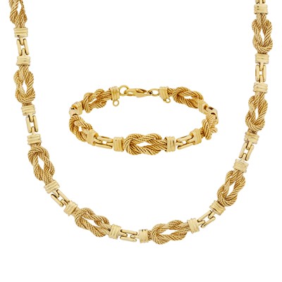 Lot 255 - A marine knot bracelet and necklace suite