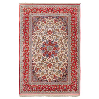 Lot 98 - An extremely fine part silk Isfahan carpet, Central Persia
