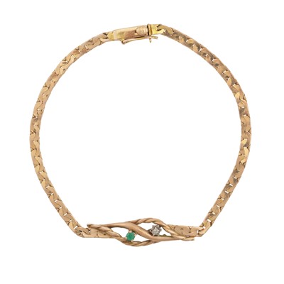 Lot 221 - An emerald and diamond bracelet, circa 1984