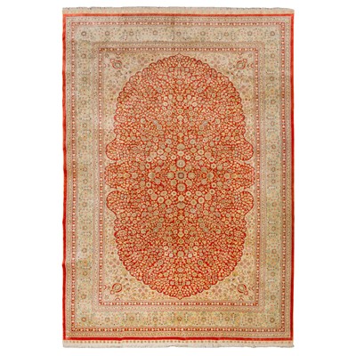 Lot 95 - An extremely fine signed silk Hereke carpet, Turkey
