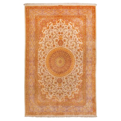 Lot 58 - An extremely fine silk Qum rug, central Persia