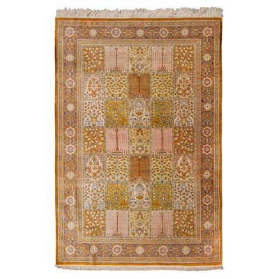 Lot 27 - An extremely fine and signed silk Qum rug, central Persia