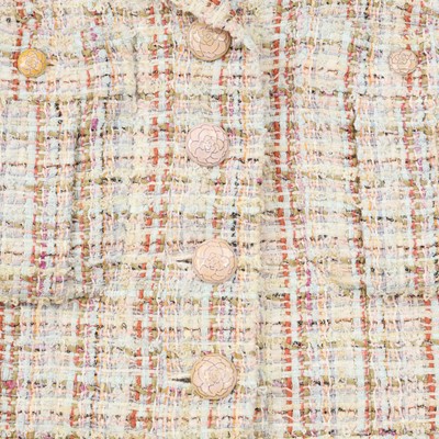 Lot 44 - Chanel Pink Tweed Cropped Camellia Jacket - Size 34