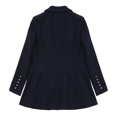 Lot 85 - Chanel Navy Boucle CC Long Jacket - Size 44