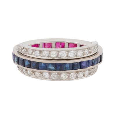 Lot 84 - A gem-set 'day and night' eternity ring