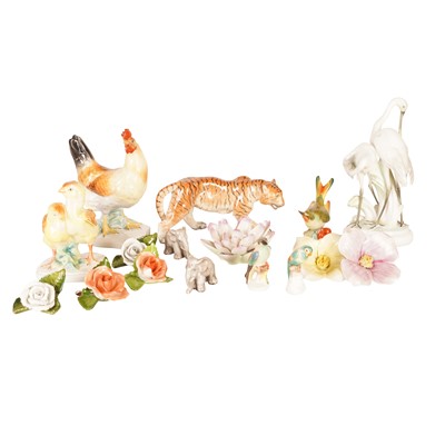 Lot 253 - A collection of Herend porcelain naturalistic models and animal figures