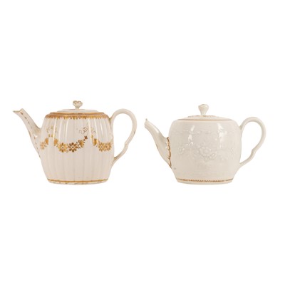 Lot 273 - Two first period Worcester porcelain teapots