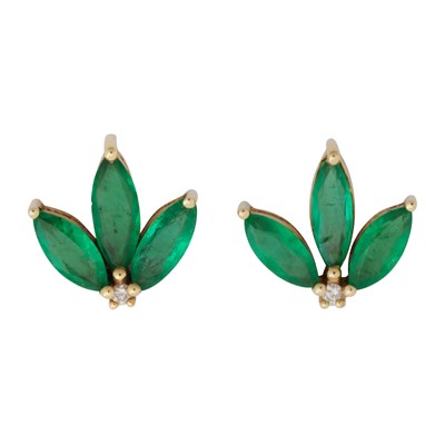 Lot 102 - A pair of emerald and diamond stud earrings