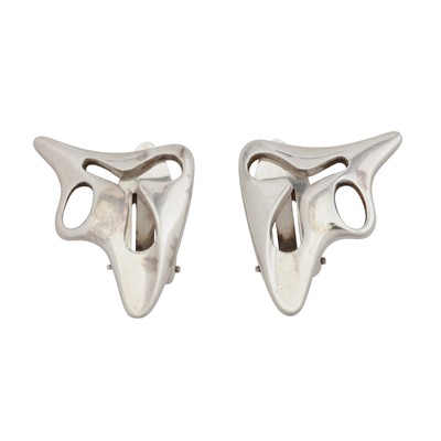 Lot 397 - Henning Koppel for Georg Jensen | A pair of 'Amoeba' stud earrings