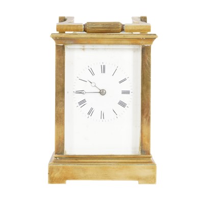 Lot 110 - A large French brass striking carriage clock circa 1890