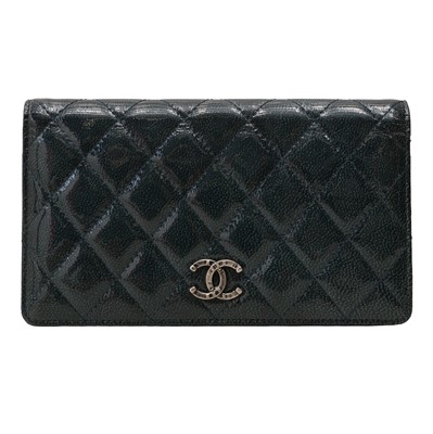 Lot 7 - Chanel Dark Teal CC Flap Continental Wallet