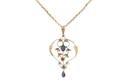 Lot 20 - A sapphire and pearl pendant necklace