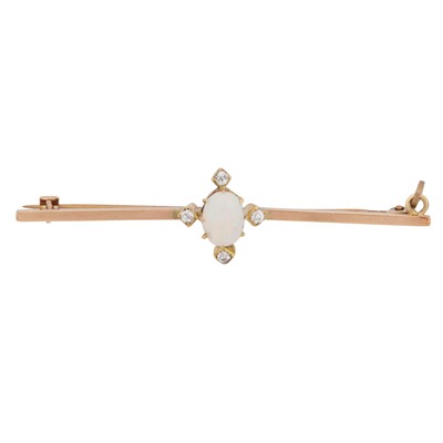 Lot 94 - An opal and diamond bar brooch