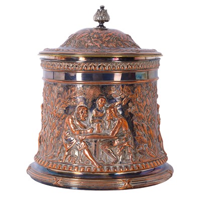 Lot 345 - An Elkington silver plated biscuit barrel and a Walker & Hall Jasperware biscuit barrel