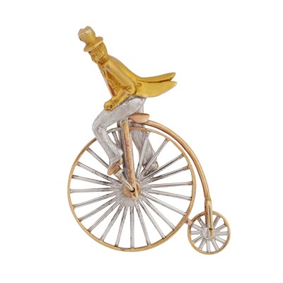 Lot 303 - Mappin & Webb | A Penny Farthing bicycle brooch, circa 1978