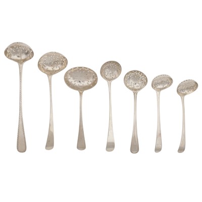 Lot 620 - A group of seven sterling silver sugar sifters
