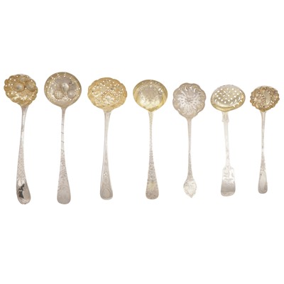 Lot 619 - A mixed group of George III to Victorian sterling silver ladles