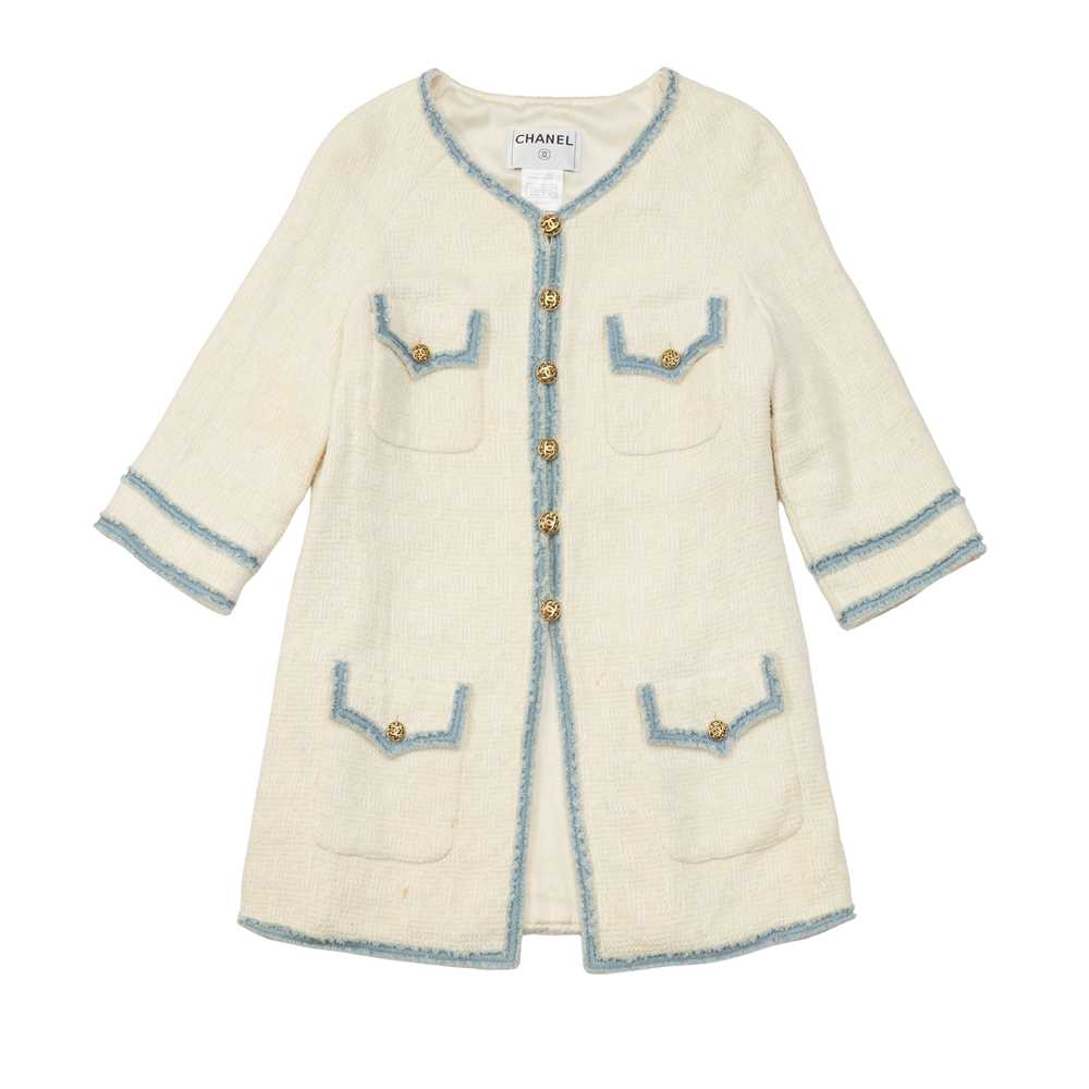 Lot 60 - Chanel Cream Tweed CC Short Sleeve Jacket - Size 44