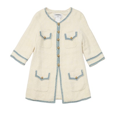 Lot 60 - Chanel Cream Tweed CC Short Sleeve Jacket - Size 44